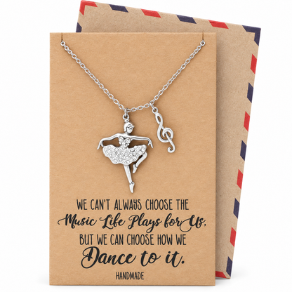 Lainie Birthday Gifts Ballerina and Music Note Necklace, Inspirational Jewelry