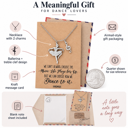 Lainie Birthday Gifts Ballerina and Music Note Necklace, Inspirational Jewelry