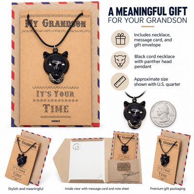 Inigo Black Panther Inspired Necklace, Gift for Him, Gift for Grandson with Greeting Card