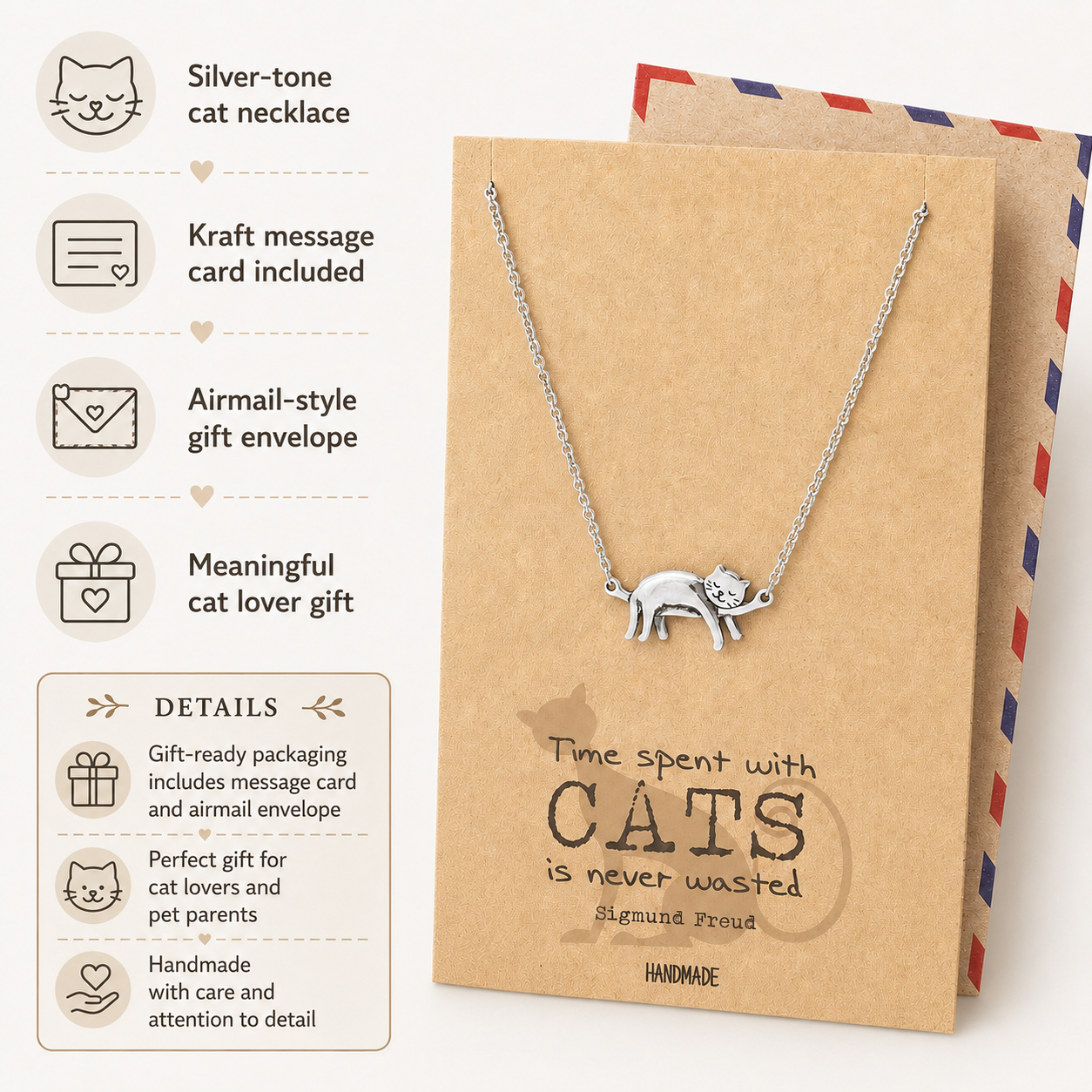 Keira Cat Necklace Quotes Greeting Card, Gifts for Cat Lovers