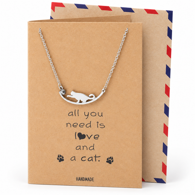 Iliana Cat Necklace Quotes Greeting Card, Gifts for Cat Lovers
