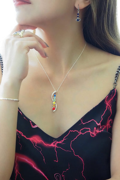 Seralyn Chakra Necklace Crystal Stones in Lotus Flower Infinity for Healing, Energy, Blossom New Beginnings, for Women, Silver Chain, Anti-Tarnish, Gift Ready Packaging, Handmade, USA Company, Samadhi