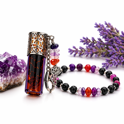 Scentual Stones Collection by Samahdee: Beaded Bracelets with Amethyst, Rose Quartz, Citrine & Organic Essential Oils for Tranquility, Love, and Prosperity - Aromatherapy Diffuser Jewelry for Men & Women