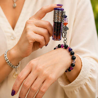 Scentual Stones Collection by Samahdee: Beaded Bracelets with Amethyst, Rose Quartz, Citrine & Organic Essential Oils for Tranquility, Love, and Prosperity - Aromatherapy Diffuser Jewelry for Men & Women