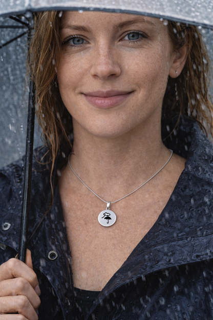 Cloud and Umbrella Necklace – Rainy Day Protection Pendant Gift Symbolizing Love & Support