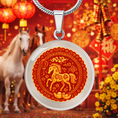 Lucky Horse Medallion Necklace for Prosperity Strength and New Beginnings