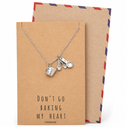Carmel Gifts for Mom Bakers Kitchen Charm Necklace Funny Greeting Card