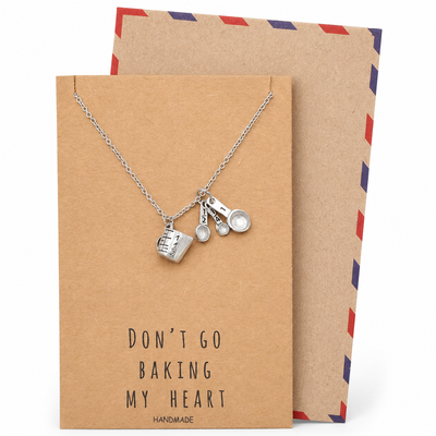 Carmel Gifts for Mom Bakers Kitchen Charm Necklace Funny Greeting Card