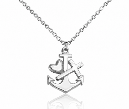Sabel Faith Hope and Love Necklace with Heart Anchor Cross Pendant, Inspirational Jewelry