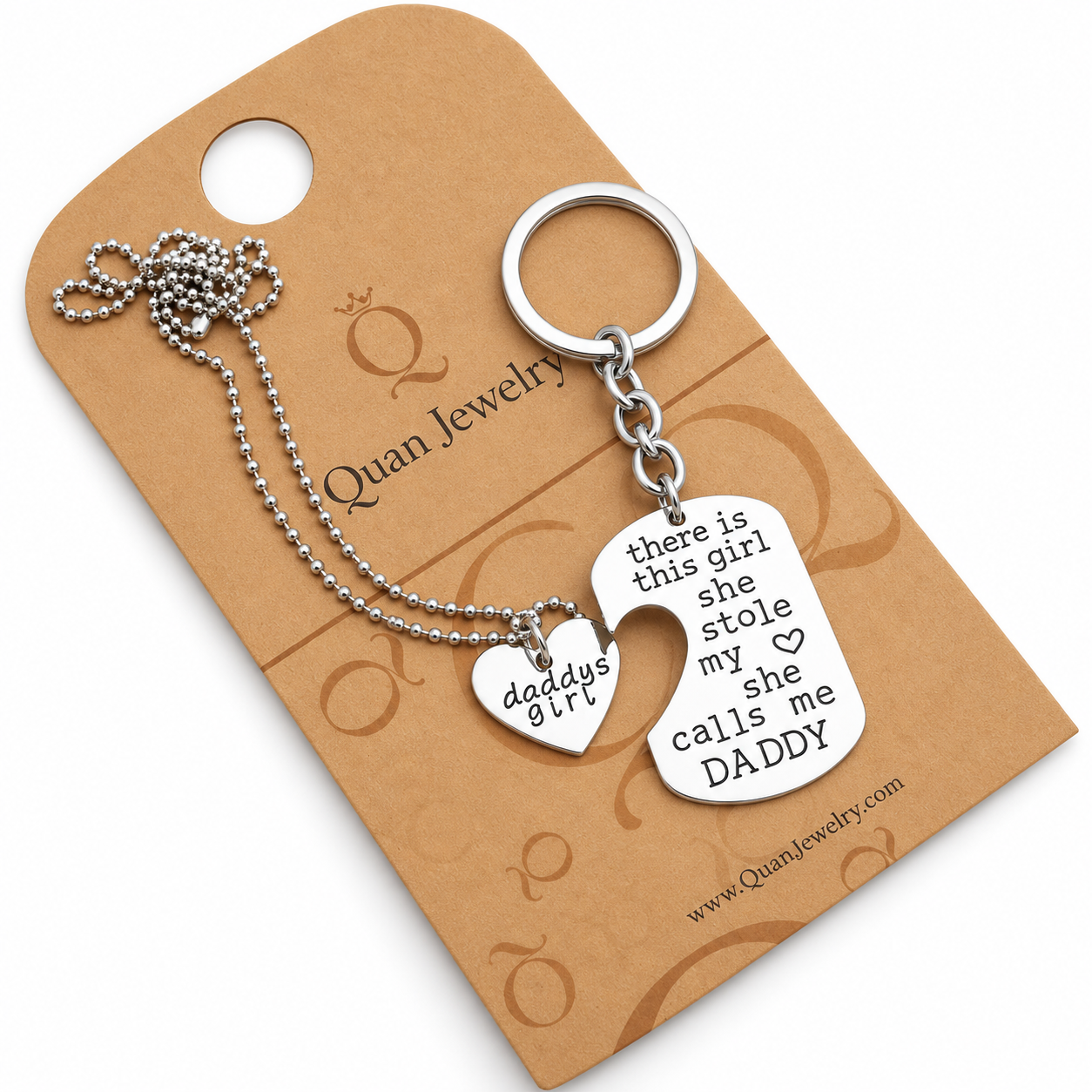 Dominic Father Daughter Personalized Keychain & Heart Necklace