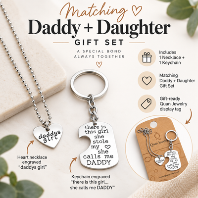 Dominic Father Daughter Personalized Keychain & Heart Necklace