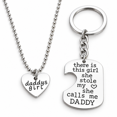 Dominic Father Daughter Personalized Keychain & Heart Necklace