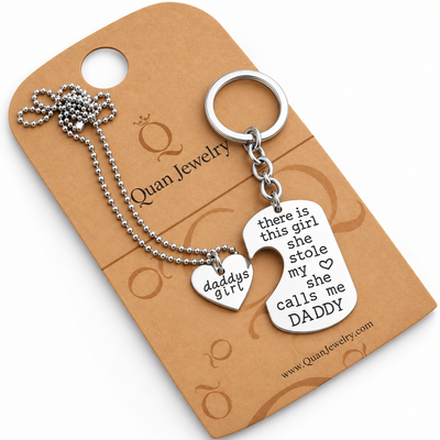 Dominic Father Daughter Personalized Keychain & Heart Necklace