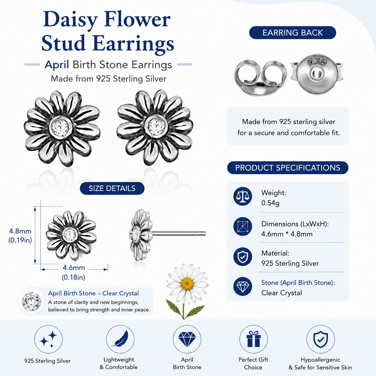 Milan Birthstone Necklaces Collection by Samahdee, Rings, Earrings: Handmade Flower Pendant with Colored Crystal - Gift for Mom, Daughter, BFF, Sister, Granddaughter, Niece