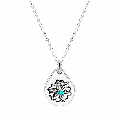 Milan Birthstone Necklaces Collection by Samahdee, Rings, Earrings: Handmade Flower Pendant with Colored Crystal - Gift for Mom, Daughter, BFF, Sister, Granddaughter, Niece