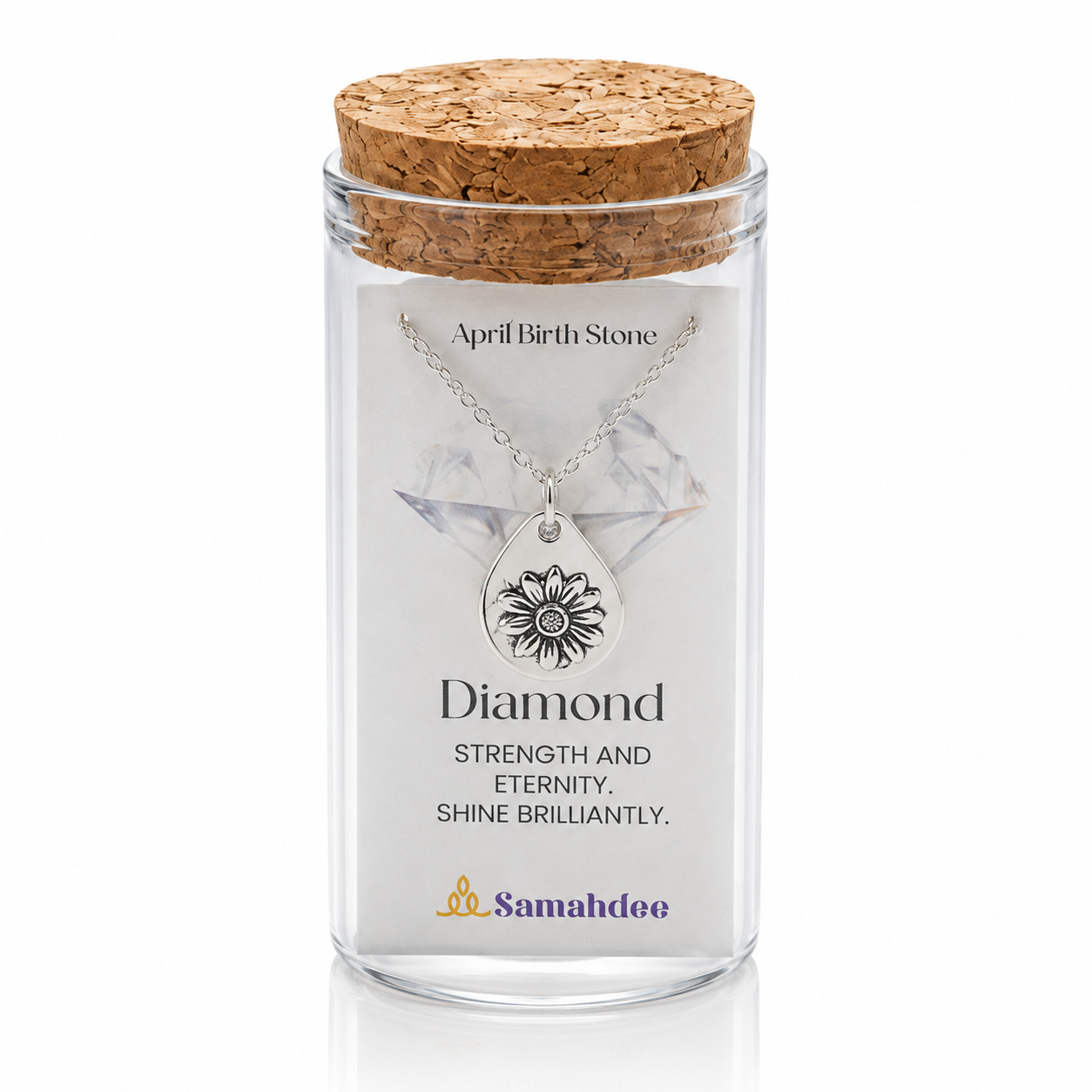 Milan Birthstone Necklaces Collection by Samahdee, Rings, Earrings: Handmade Flower Pendant with Colored Crystal - Gift for Mom, Daughter, BFF, Sister, Granddaughter, Niece