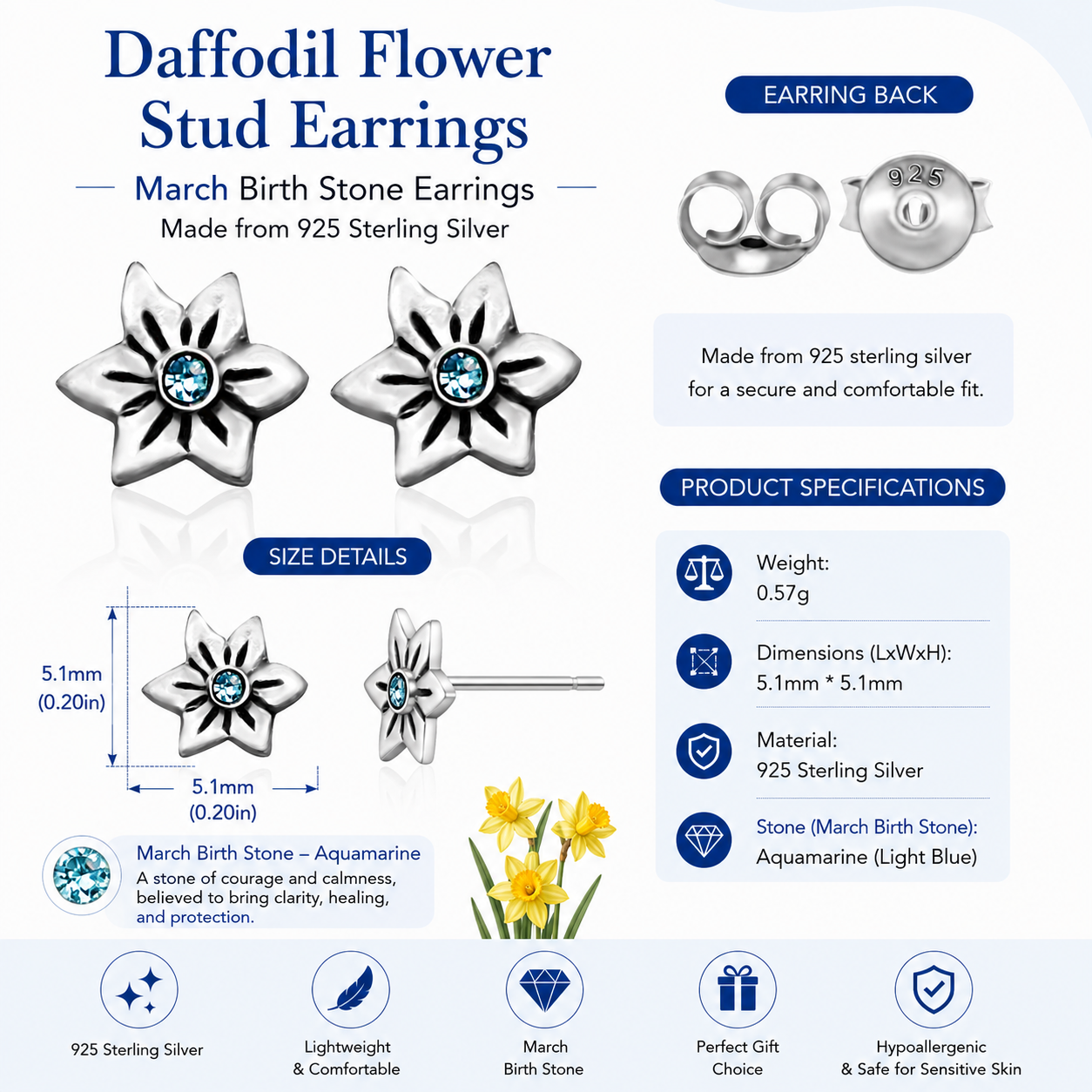 Milan Birthstone Necklaces Collection by Samahdee, Rings, Earrings: Handmade Flower Pendant with Colored Crystal - Gift for Mom, Daughter, BFF, Sister, Granddaughter, Niece