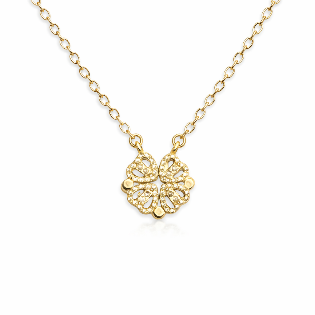 Gigi Love 4-Leaf Clover with Swarovski Pendant Necklace with Mother and Daughter Quotes on Thank You Card, Gifts for Girls, BFF, Women, Gold Plated