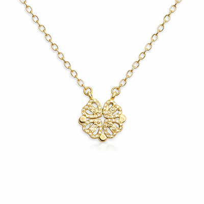 Gigi Love 4-Leaf Clover with Swarovski Pendant Necklace with Mother and Daughter Quotes on Thank You Card, Gifts for Girls, BFF, Women, Gold Plated