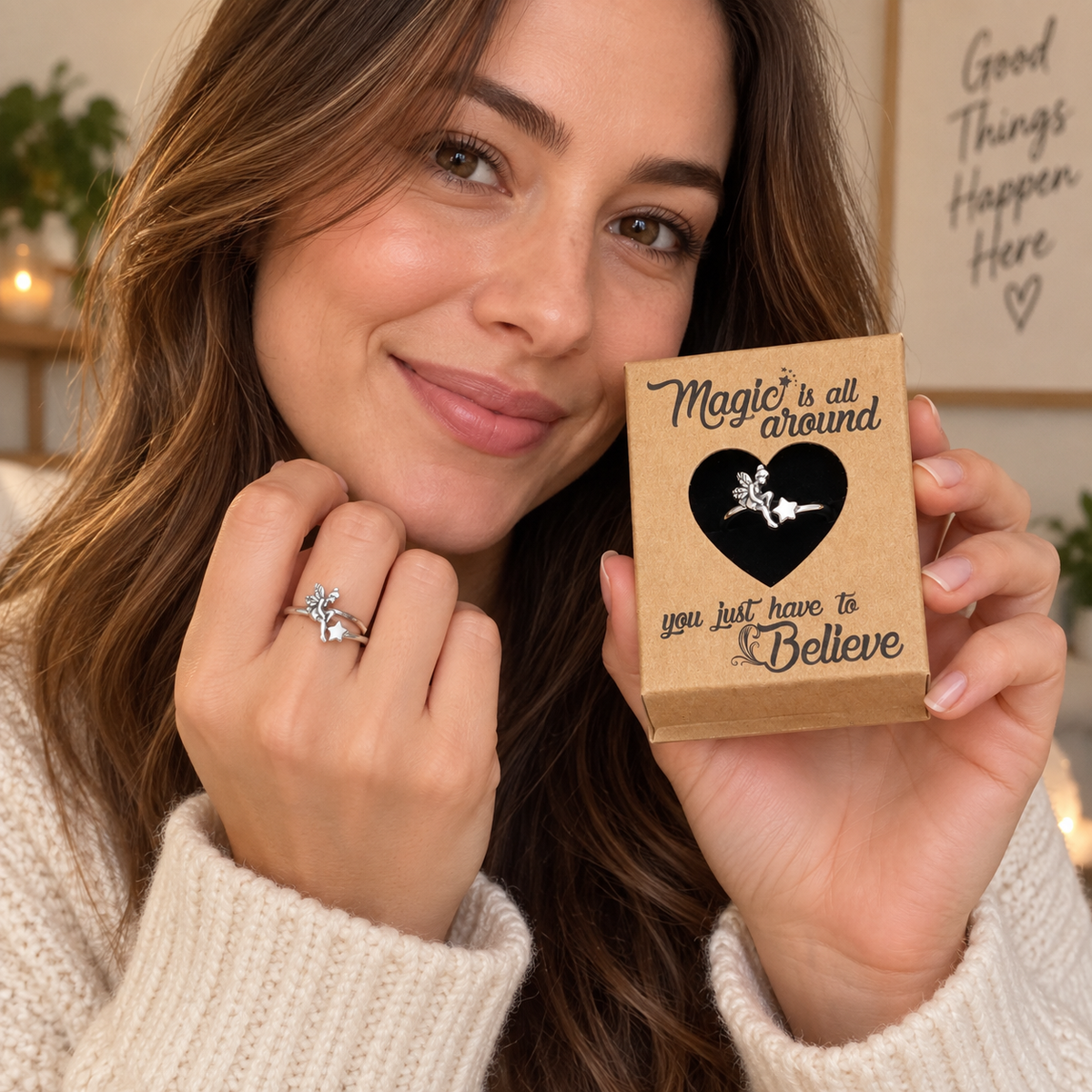 Aubrey Fairy and Star Silver Rings for Women, Inspirational Jewelry