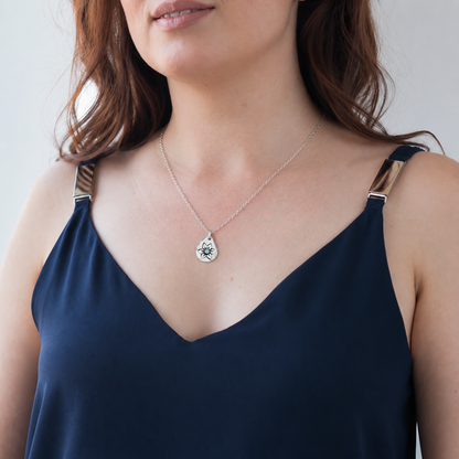 Milan Birthstone Necklaces Collection by Samahdee, Rings, Earrings: Handmade Flower Pendant with Colored Crystal - Gift for Mom, Daughter, BFF, Sister, Granddaughter, Niece