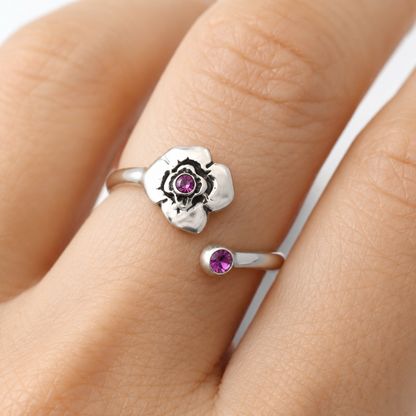 Milan Birthstone Necklaces Collection by Samahdee, Rings, Earrings: Handmade Flower Pendant with Colored Crystal - Gift for Mom, Daughter, BFF, Sister, Granddaughter, Niece