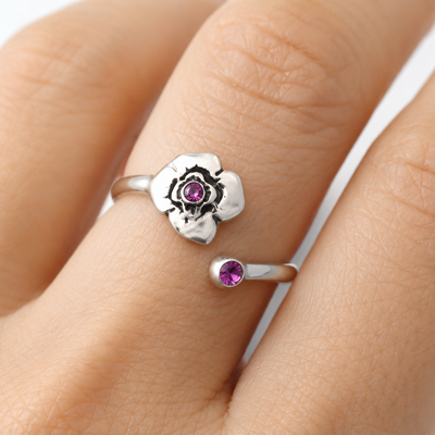 Milan Birthstone Necklaces Collection by Samahdee, Rings, Earrings: Handmade Flower Pendant with Colored Crystal - Gift for Mom, Daughter, BFF, Sister, Granddaughter, Niece