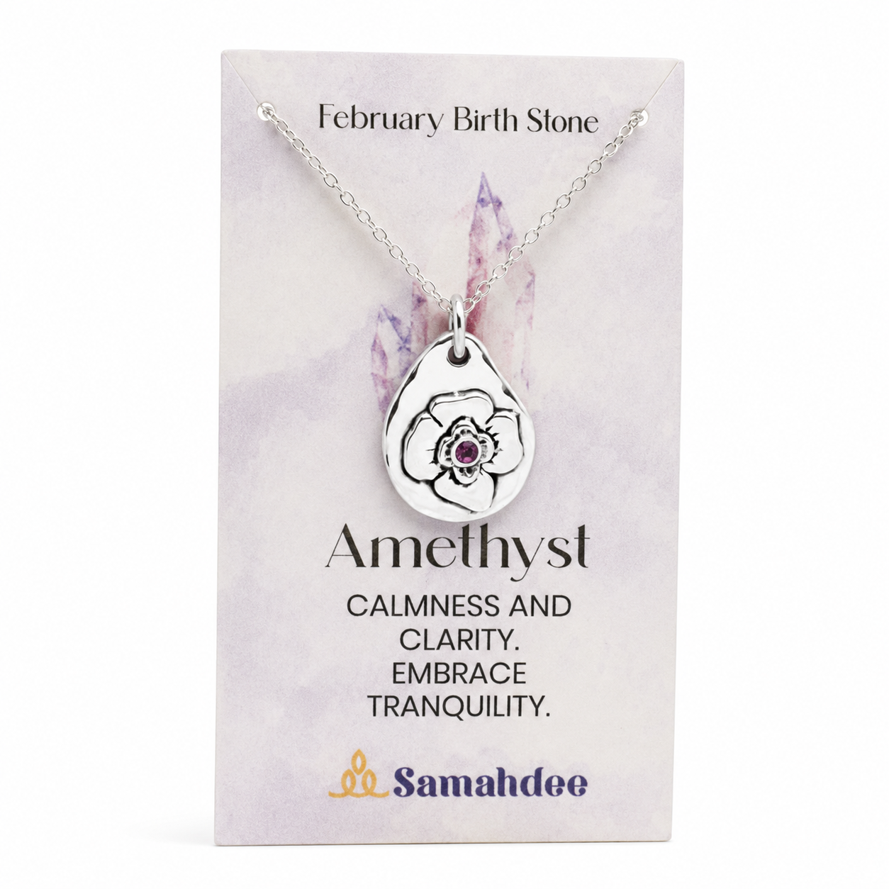 Milan Birthstone Necklaces Collection by Samahdee, Rings, Earrings: Handmade Flower Pendant with Colored Crystal - Gift for Mom, Daughter, BFF, Sister, Granddaughter, Niece