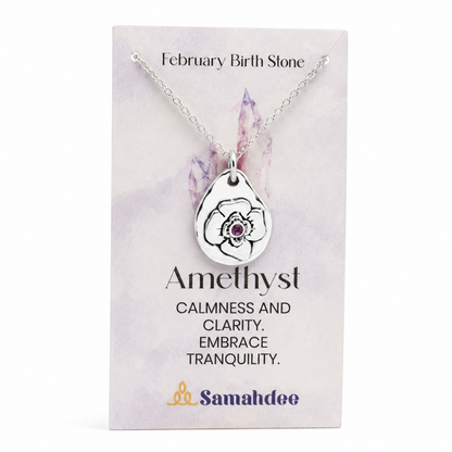 Milan Birthstone Necklaces Collection by Samahdee, Rings, Earrings: Handmade Flower Pendant with Colored Crystal - Gift for Mom, Daughter, BFF, Sister, Granddaughter, Niece
