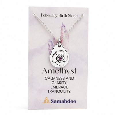 Milan Birthstone Necklaces Collection by Samahdee, Rings, Earrings: Handmade Flower Pendant with Colored Crystal - Gift for Mom, Daughter, BFF, Sister, Granddaughter, Niece