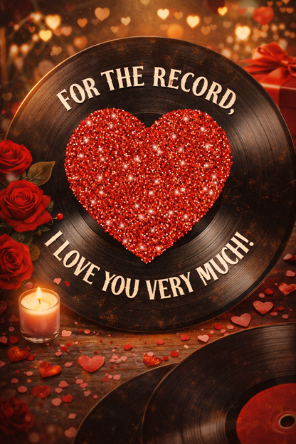 "For the Record" Luxury Graphic Circle Necklace with Red Glitter Heart | Valentine's Day Jewelry | Customizable Heart Pendant | Romantic Gift for Her | Personalized Love Necklace