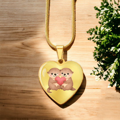 Otter Heart Necklace – Cute Couple Jewelry