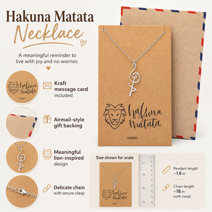 Damica Hakuna Matata Pendant Necklace, Gifts for Women with Inspirational Quote on Greeting Card