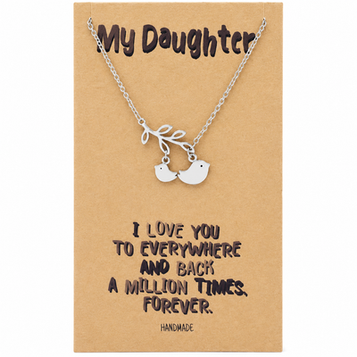 Izy Mother and Daughter Bird Necklace, Gifts for Daughter, with Inspirational Quote