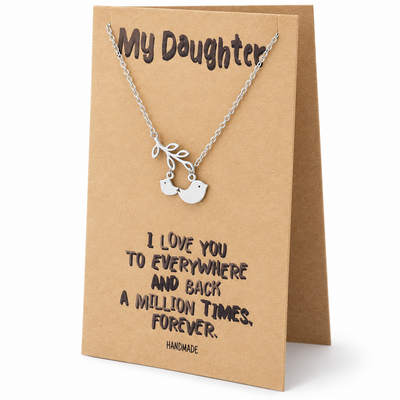 Izy Mother and Daughter Bird Necklace, Gifts for Daughter, with Inspirational Quote