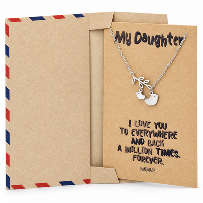 Izy Mother and Daughter Bird Necklace, Gifts for Daughter, with Inspirational Quote