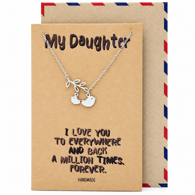 Izy Mother and Daughter Bird Necklace, Gifts for Daughter, with Inspirational Quote
