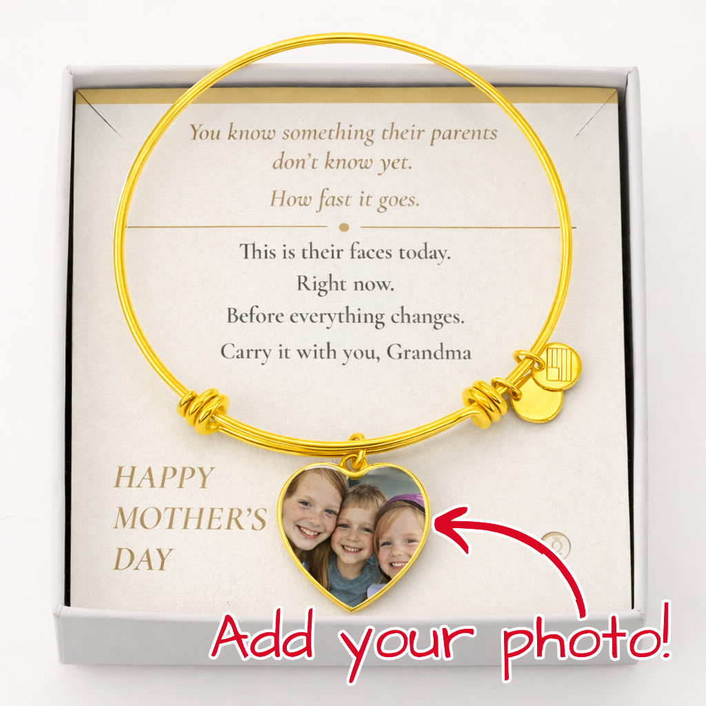 To My Mom — Heart Photo Bangle with Message Card — Mother's Day Gift — Carry It With You