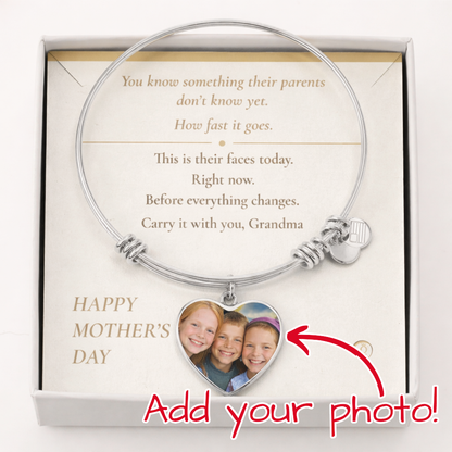 To My Mom — Heart Photo Bangle with Message Card — Mother's Day Gift — Carry It With You