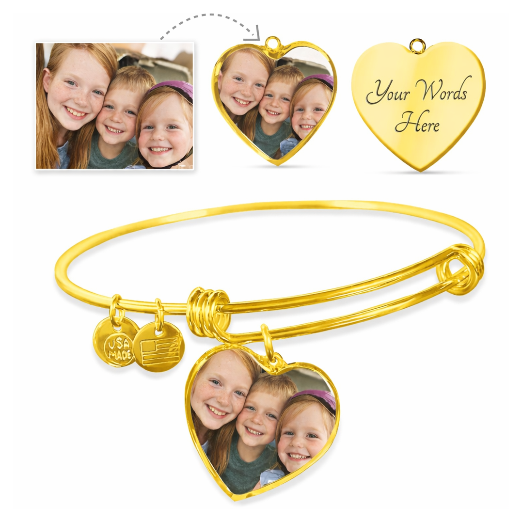 To My Mom — Heart Photo Bangle with Message Card — Mother's Day Gift — Carry It With You