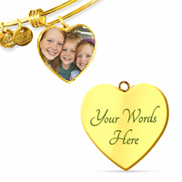 18k Yellow Gold Finish Heart Pendant Bangle