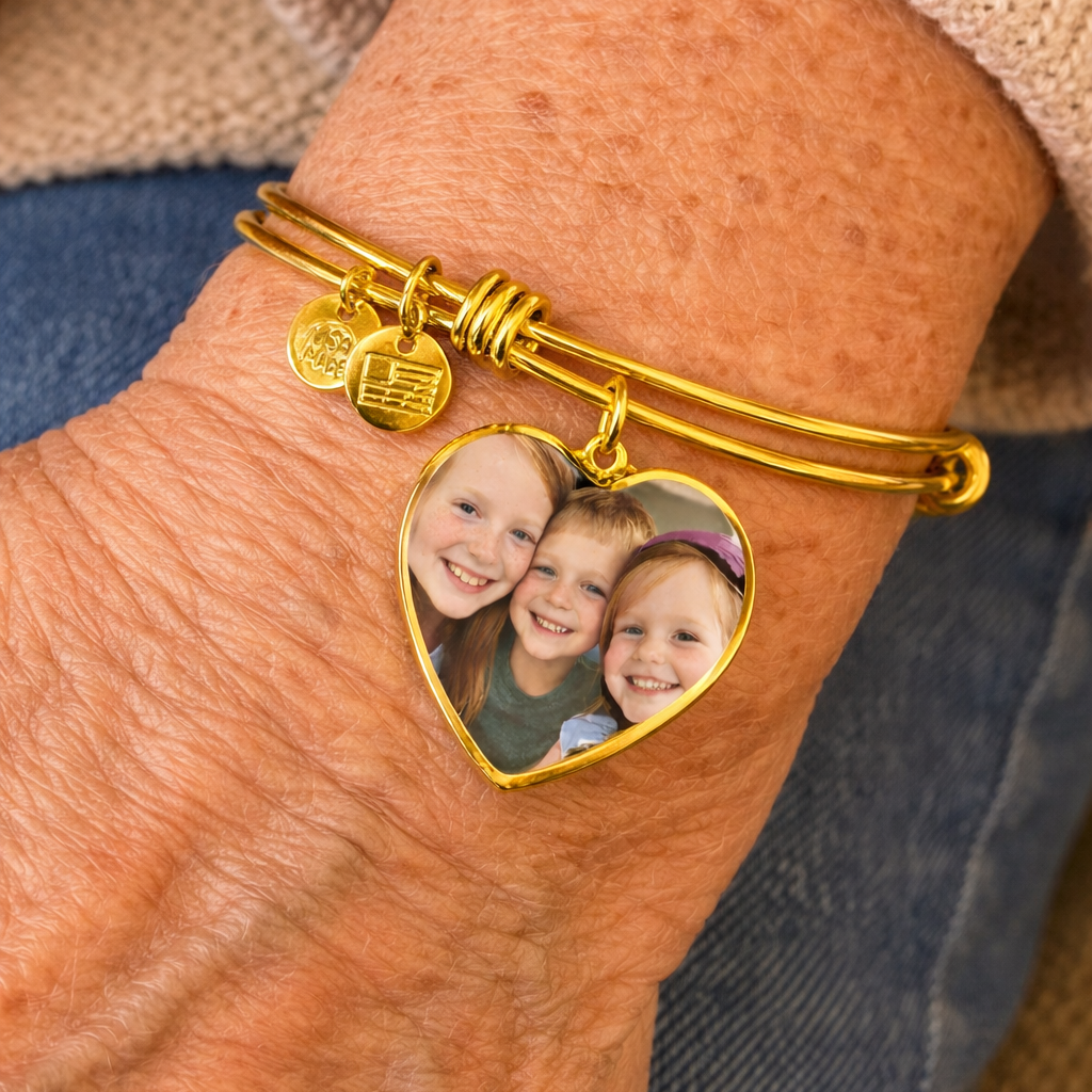 To My Mom — Heart Photo Bangle with Message Card — Mother's Day Gift — Carry It With You