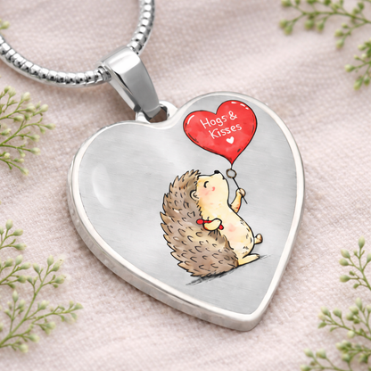 Hogs & Kisses Heart Necklace – Cute Hedgehog Love Pendant for Valentine's Day, Young Love & First Crush Moments