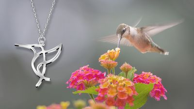 Walela Hummingbird Pendant Necklace, Bird Lovers Gift, Unique Presents for Women, with Inspirational Quote Card