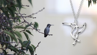 Walela Hummingbird Pendant Necklace, Bird Lovers Gift, Unique Presents for Women, with Inspirational Quote Card