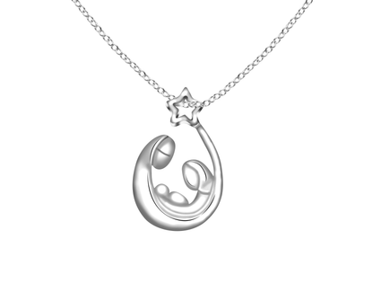Joyfulle Fiona Baby Jesus Family Pendant Necklace, Inspirational Gifts for Women with Motivational Greeting Card