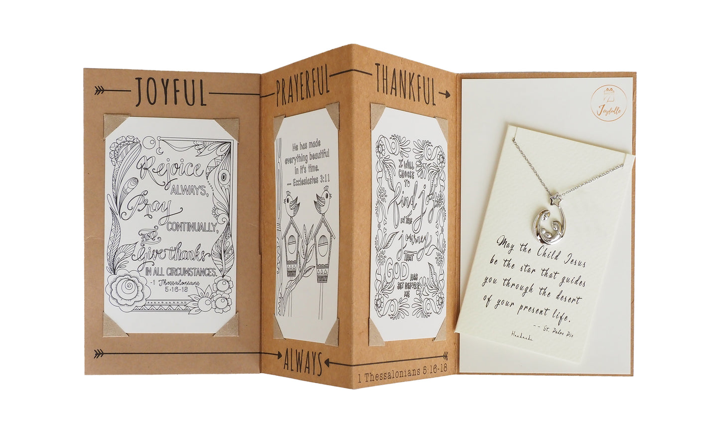 Joyfulle Fiona Baby Jesus Family Pendant Necklace, Inspirational Gifts for Women with Motivational Greeting Card