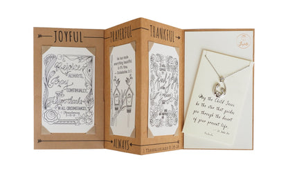 Joyfulle Fiona Baby Jesus Family Pendant Necklace, Inspirational Gifts for Women with Motivational Greeting Card