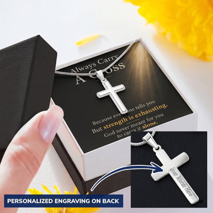 Always Carry a Cross Necklace | Personalized Christian Gift for Strength, Faith & Encouragement