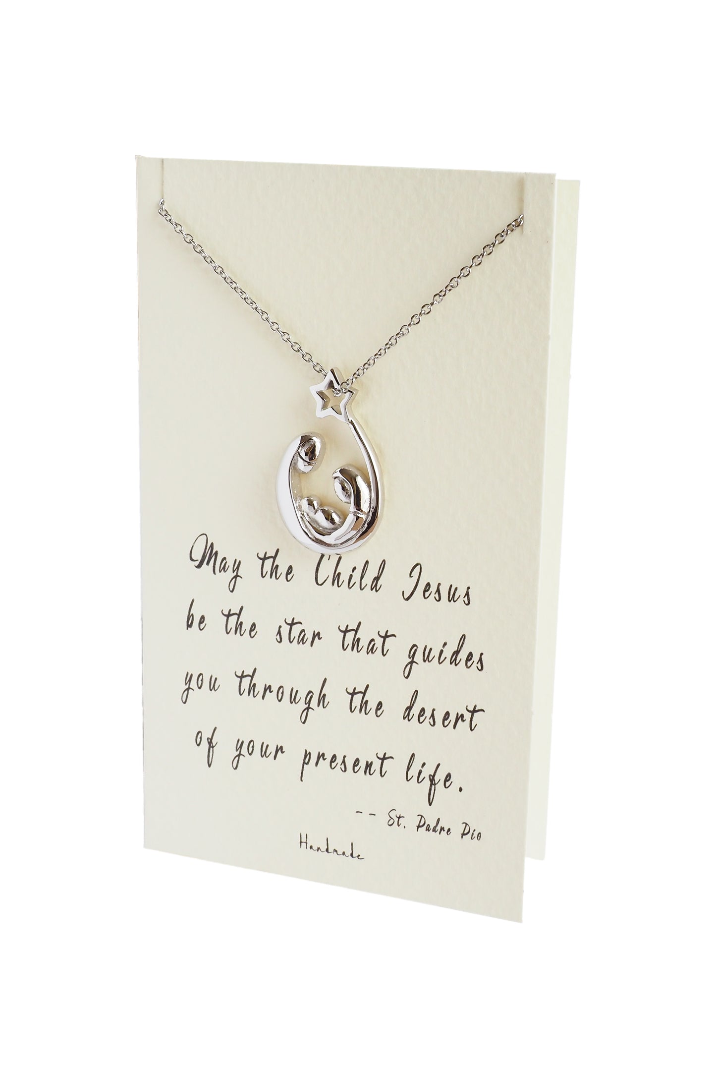 Joyfulle Fiona Baby Jesus Family Pendant Necklace, Inspirational Gifts for Women with Motivational Greeting Card